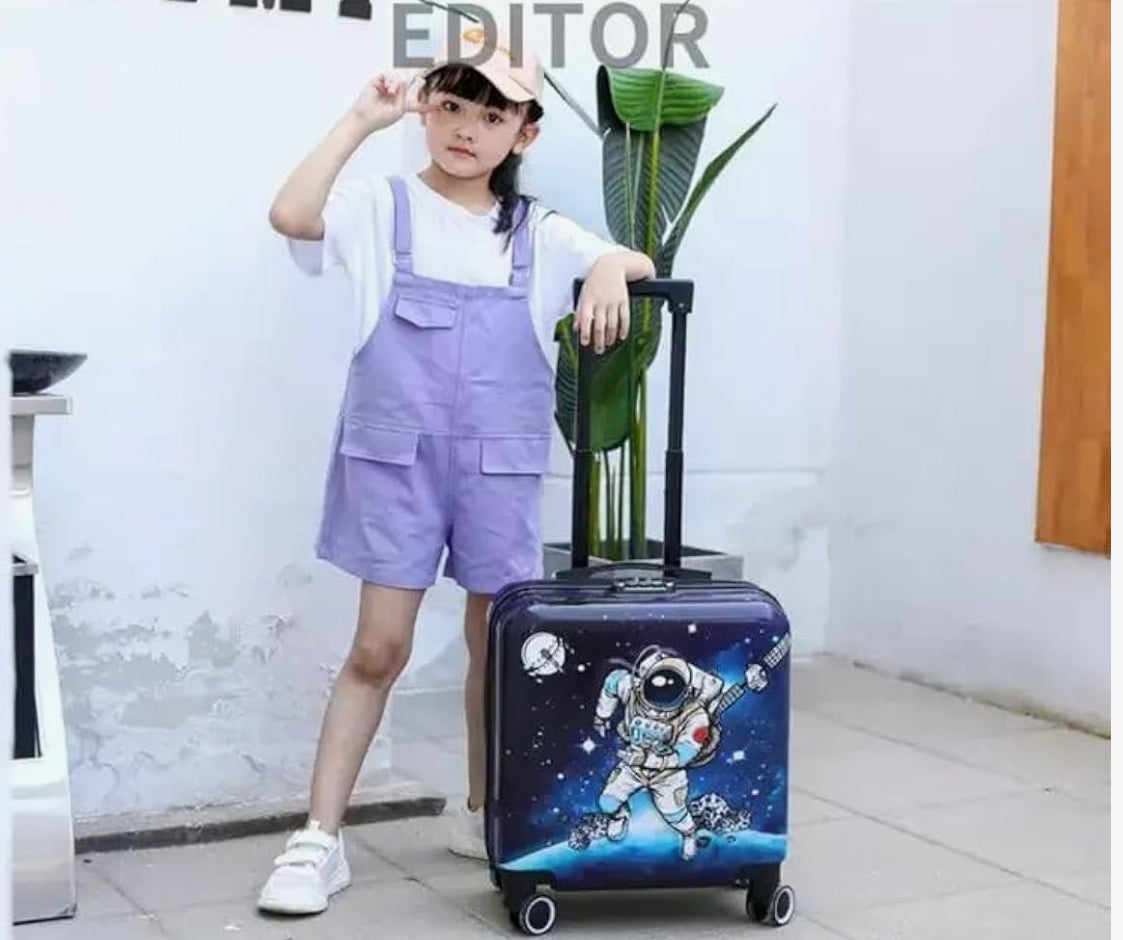 Space Astronaut - 3D Embossed Trolley Bag - 18 Inch