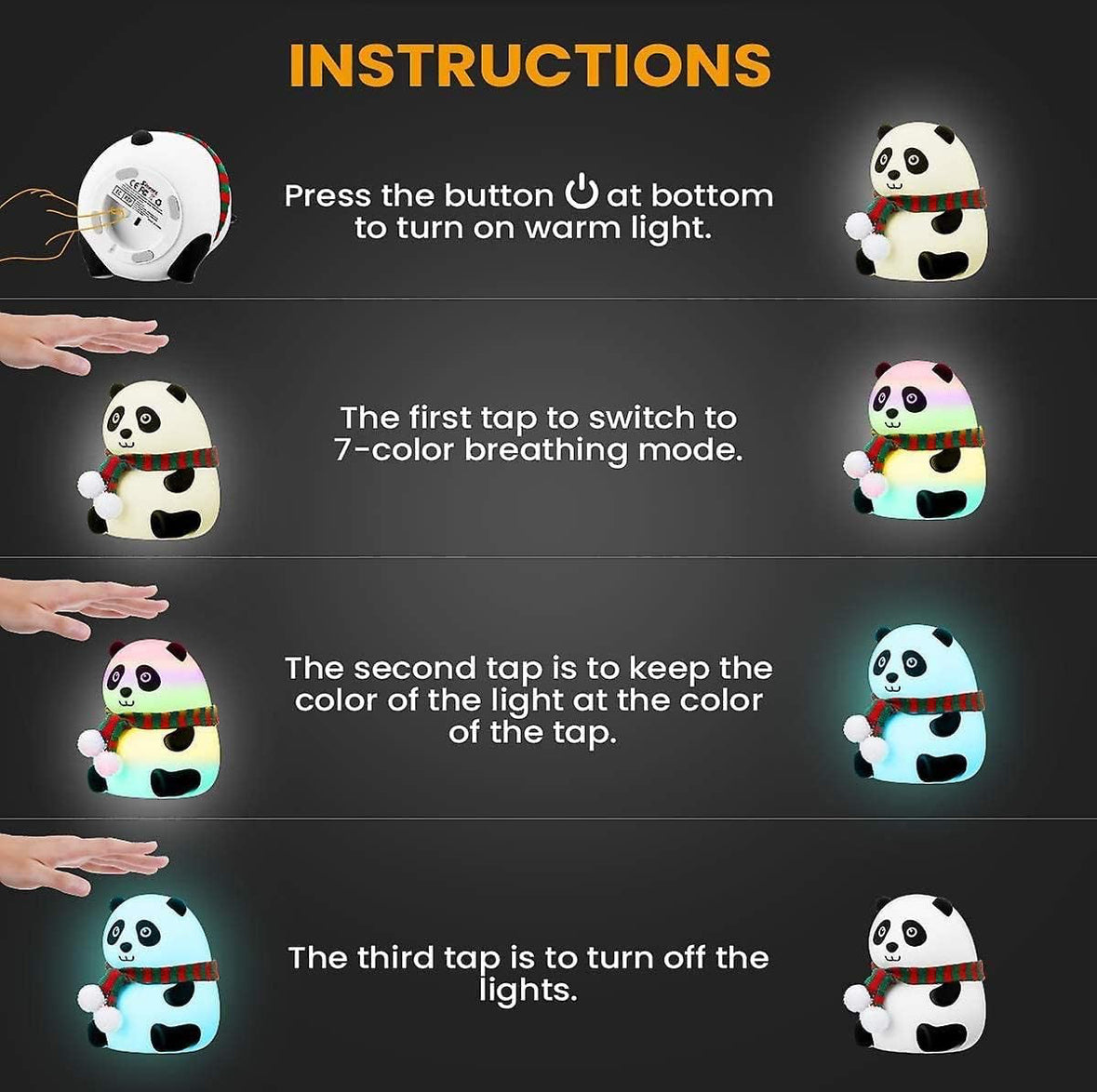 Super Cute Silicone Panda Night Lamps