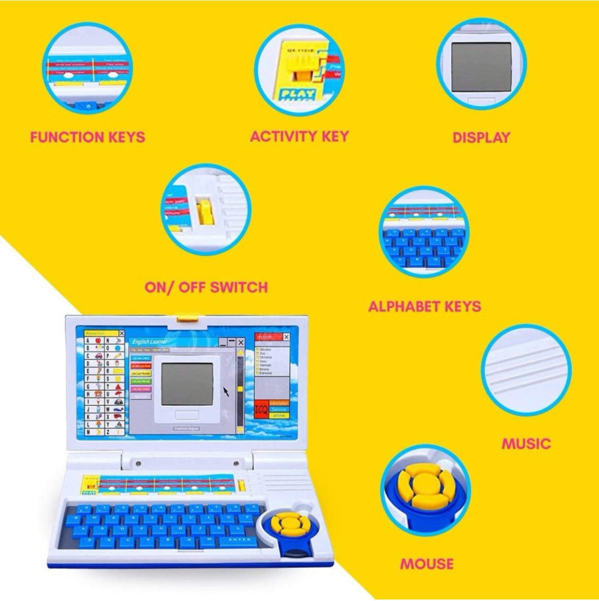 Educational Laptop with mouse for kids
