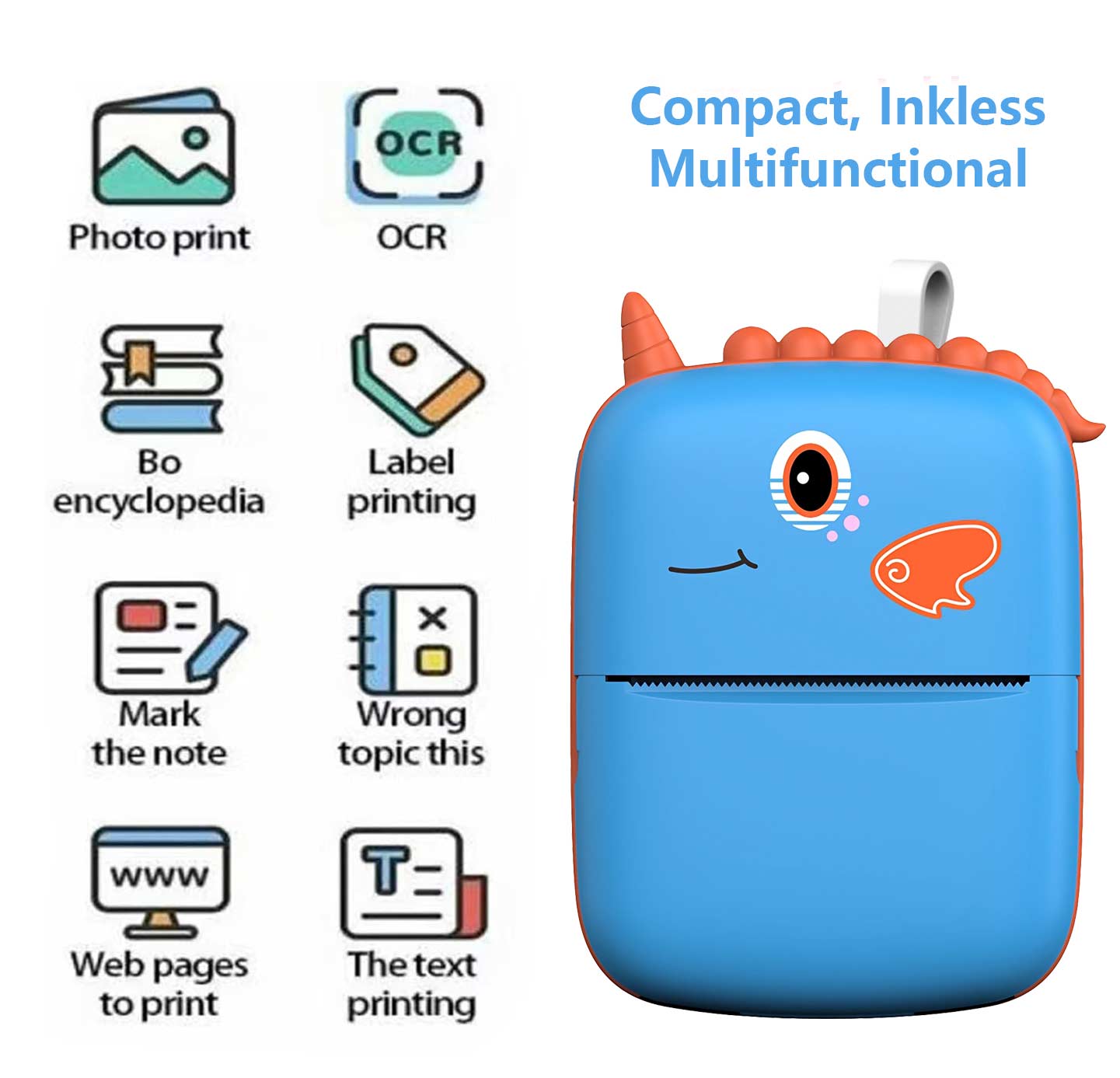 Cute Dino Shaped Wireless Pocket Printer