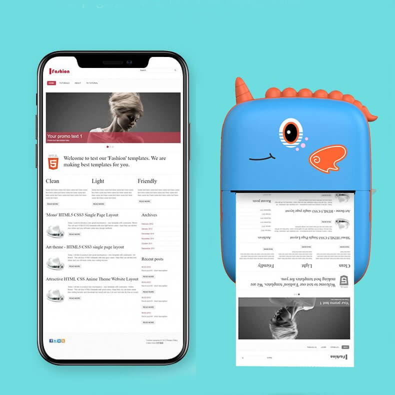 Cute Dino Shaped Wireless Pocket Printer