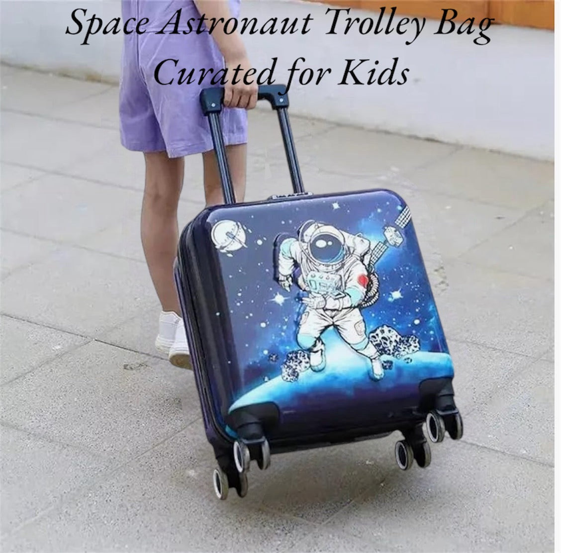 Space Astronaut - 3D Embossed Trolley Bag - 18 Inch