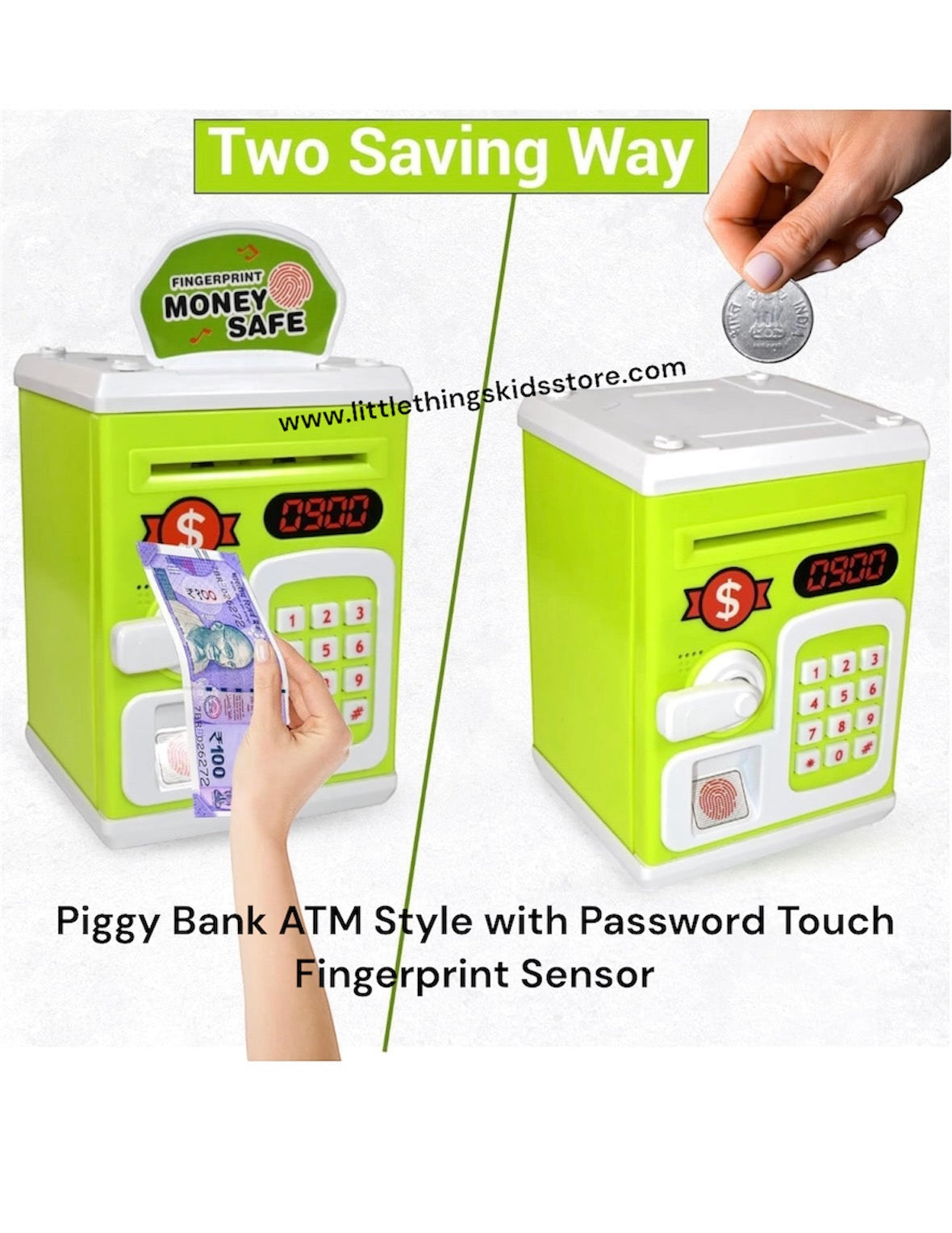 Piggy Bank ATM Style with Password Touch Fingerprint Sensor