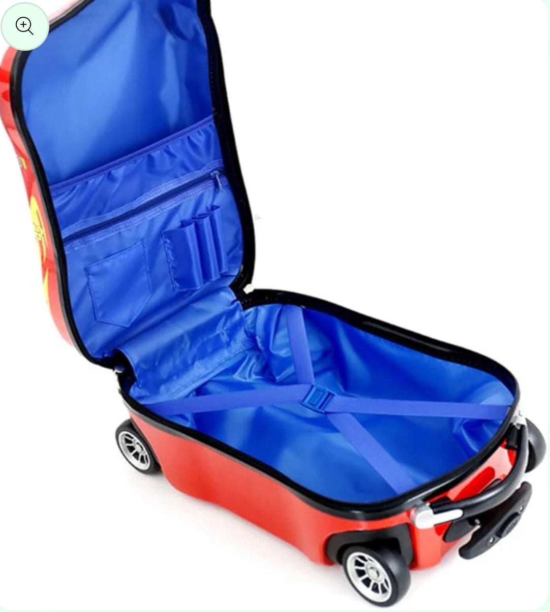 Car Shaped Trolley Bag for Kids - 4 wheels - Combo with Backpack