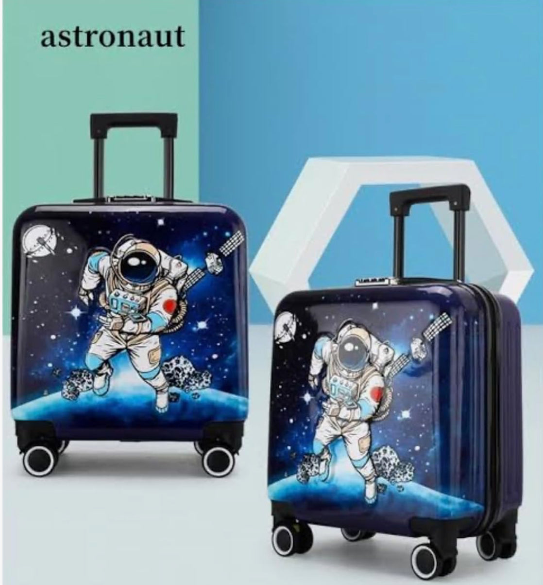 Space Astronaut - 3D Embossed Trolley Bag - 18 Inch